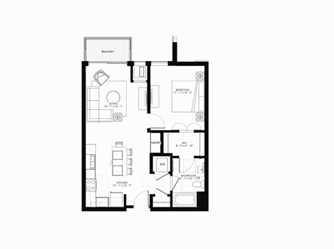 bedroom floor plan of 55 north luxury apartments to rent in the north end of boston